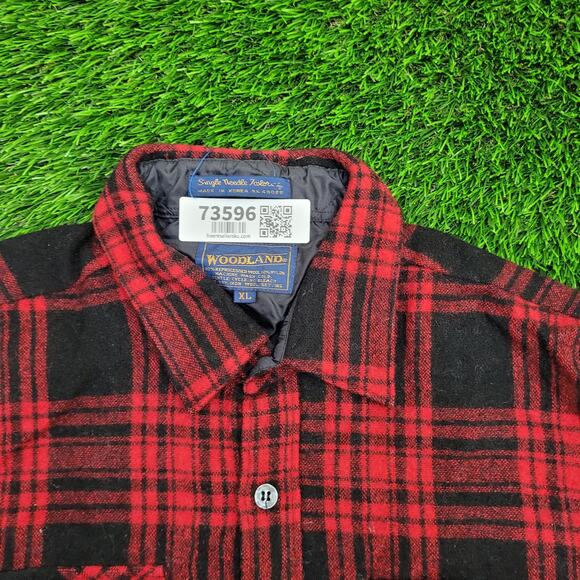 Vintage 90s Woodland Plaid Shirt XL 23x27 Wool - Picture 10 of 10
